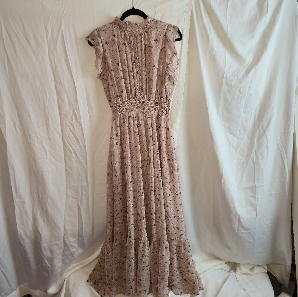 MELLODAY Pink Ruched Sequin Maxi Dress